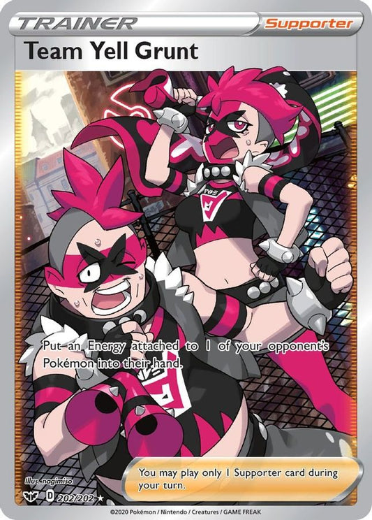 Buy Pokemon cards Australia - Team Yell Grunt 202/202 - Premium Raw Card from Monster Mart - Pokémon Card Emporium - Shop now at Monster Mart - Pokémon Cards Australia. Sword & Shield, Trainer