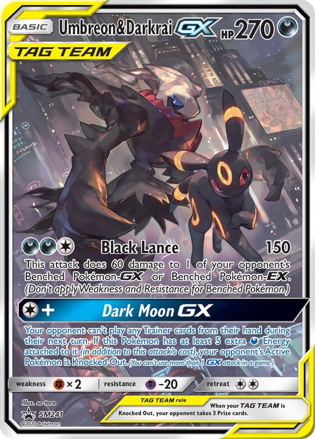 Buy Pokemon cards Australia - Umbreon & Darkrai GX SM241 - Premium Raw Card from Monster Mart - Pokémon Card Emporium - Shop now at Monster Mart - Pokémon Cards Australia. GX, Promo, SM, Tag Team