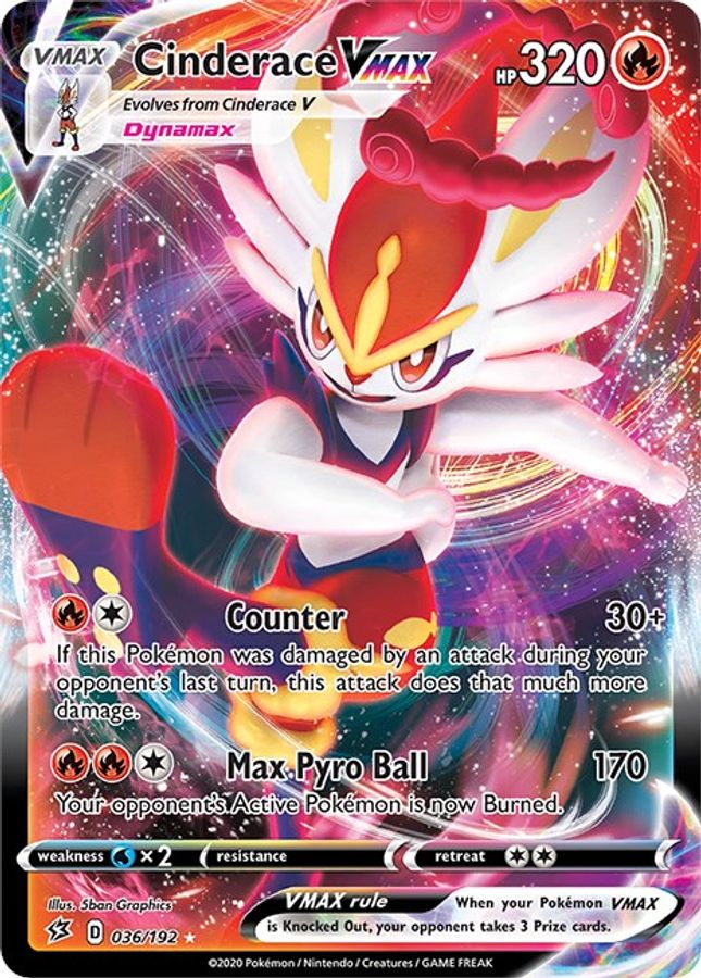 Buy Pokemon cards Australia - Cinderace VMAX 036/192 - Premium Raw Card from Monster Mart - Pokémon Card Emporium - Shop now at Monster Mart - Pokémon Cards Australia. MMB10, Rebel Clash, VMAX