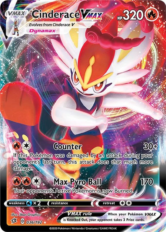 Buy Pokemon cards Australia - Cinderace VMAX 036/192 - Premium Raw Card from Monster Mart - Pokémon Card Emporium - Shop now at Monster Mart - Pokémon Cards Australia. MMB10, Rebel Clash, VMAX
