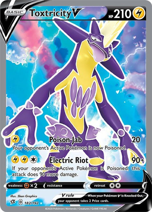 Buy Pokemon cards Australia - Toxtricity V 182/192 - Premium Raw Card from Monster Mart - Pokémon Card Emporium - Shop now at Monster Mart - Pokémon Cards Australia. Full Art, Rebel Clash