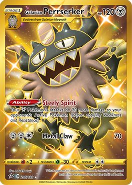 Buy Pokemon cards Australia - Perrserker 205/192 - Premium Raw Card from Monster Mart - Pokémon Card Emporium - Shop now at Monster Mart - Pokémon Cards Australia. Gold, Rebel Clash, Secret Rare