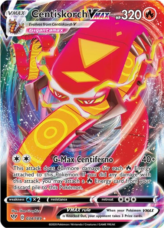 Buy Pokemon cards Australia - Centiskorch VMAX 034/189 - Premium Raw Card from Monster Mart - Pokémon Card Emporium - Shop now at Monster Mart - Pokémon Cards Australia. Darkness Ablaze, MMB10, VMAX