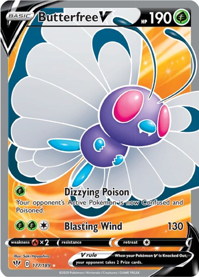 Buy Pokemon cards Australia - Butterfree V Full Art 177/189 - Premium Raw Card from Monster Mart - Pokémon Card Emporium - Shop now at Monster Mart - Pokémon Cards Australia. Astral Radiance, Full Art