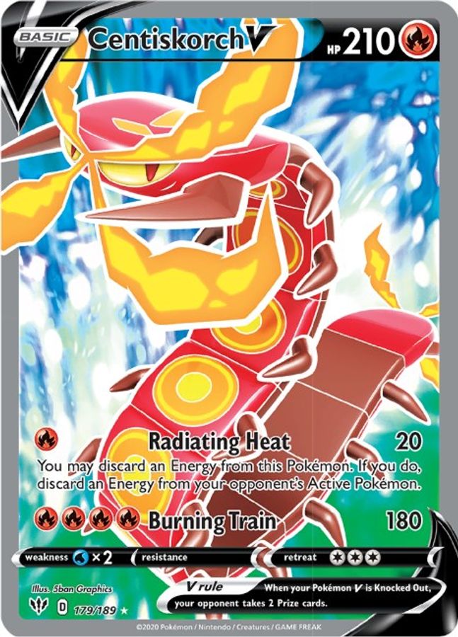 Buy Pokemon cards Australia - Centiskorch V 179/189 - Premium Raw Card from Monster Mart - Pokémon Card Emporium - Shop now at Monster Mart - Pokémon Cards Australia. Darkness Ablaze, Full Art, New 11 Mar