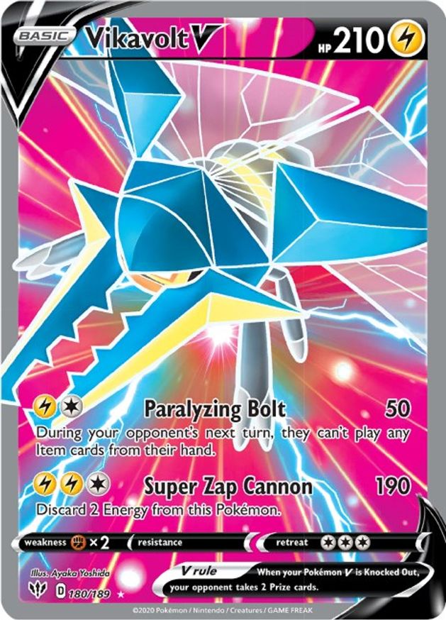 Buy Pokemon cards Australia - Vikavolt 180/189 - Premium Raw Card from Monster Mart - Pokémon Card Emporium - Shop now at Monster Mart - Pokémon Cards Australia. Darkness Ablaze, Full Art