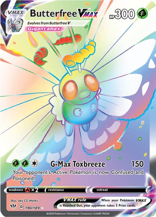 Buy Pokemon cards Australia - Butterfree VMAX 190/189 - Premium Raw Card from Monster Mart - Pokémon Card Emporium - Shop now at Monster Mart - Pokémon Cards Australia. Darkness Ablaze, New 11 Mar, Rainbow, Secret Rare, VMAX