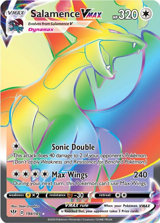 Buy Pokemon cards Australia - Salamence VMAX 194/189 - Premium Raw Card from Monster Mart - Pokémon Card Emporium - Shop now at Monster Mart - Pokémon Cards Australia. Darkness Ablaze, New 11 Mar, Rainbow, Secret Rare, VMAX