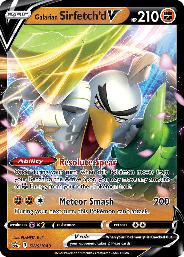 Buy Pokemon cards Australia - Sirfetch'd V SWSH043 - Premium Raw Card from Monster Mart - Pokémon Card Emporium - Shop now at Monster Mart - Pokémon Cards Australia. New 18 Mar, Promo, Sword & Shield