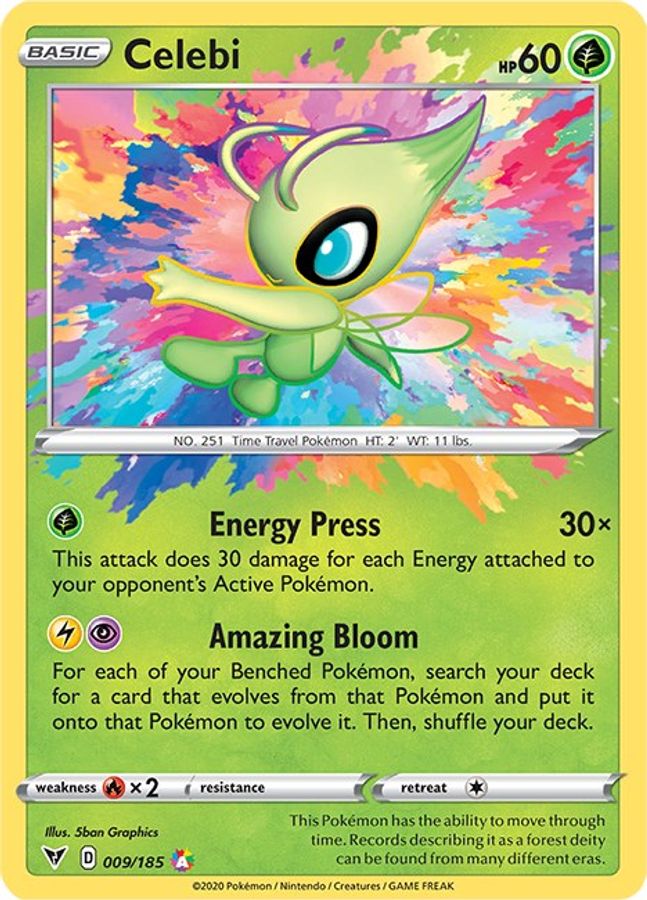 Buy Pokemon cards Australia - Celebi 009/185 - Premium Raw Card from Monster Mart - Pokémon Card Emporium - Shop now at Monster Mart - Pokémon Cards Australia. Vivid Voltage