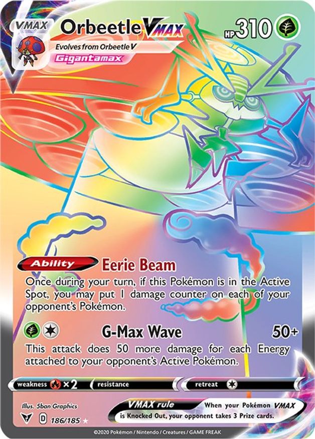 Buy Pokemon cards Australia - Orbeetle VMAX 186/185 - Premium Raw Card from Monster Mart - Pokémon Card Emporium - Shop now at Monster Mart - Pokémon Cards Australia. Rainbow, Vivid Voltage, Vmax