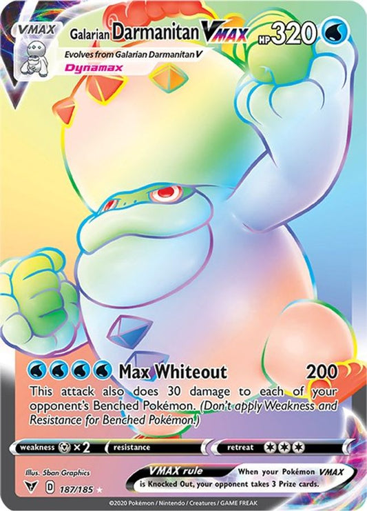 Buy Pokemon cards Australia - Darmanitan VMAX Rainbow 187/185 - Premium Raw Card from Monster Mart - Pokémon Card Emporium - Shop now at Monster Mart - Pokémon Cards Australia. Rainbow, Vivid Voltage, VMAX