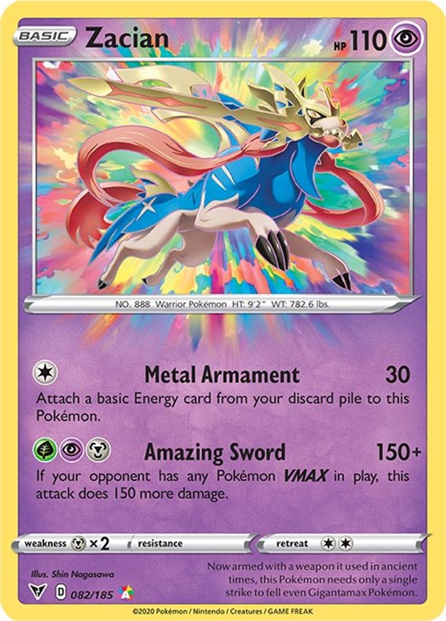 Buy Pokemon cards Australia - Zacian 082/185 - Premium Raw Card from Monster Mart - Pokémon Card Emporium - Shop now at Monster Mart - Pokémon Cards Australia. Amazing Rare, Vivid Voltage