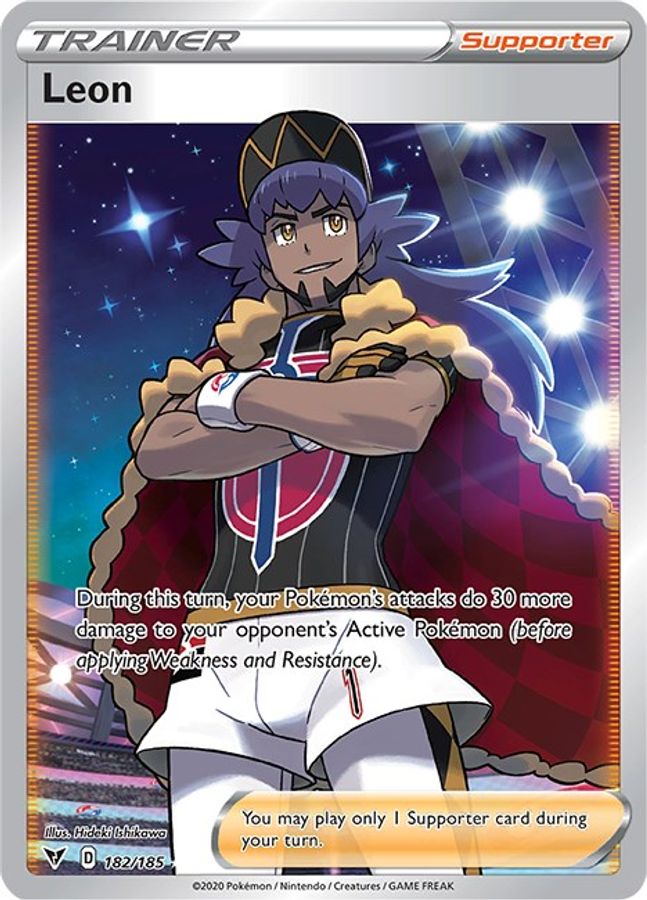 Buy Pokemon cards Australia - Leon Trainer 182/185 - Premium Raw Card from Monster Mart - Pokémon Card Emporium - Shop now at Monster Mart - Pokémon Cards Australia. Trainer, Vivid Voltage