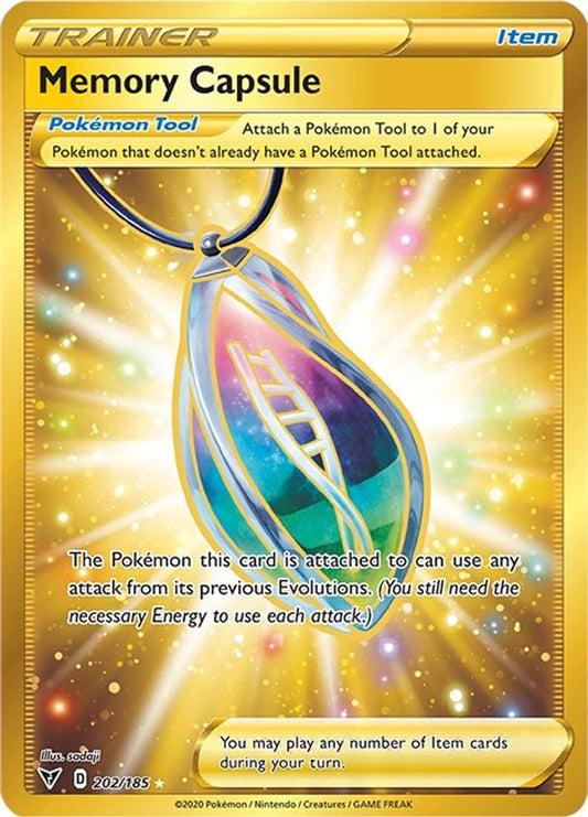 Buy Pokemon cards Australia - Memory Capsule 202/185 - Premium Raw Card from Monster Mart - Pokémon Card Emporium - Shop now at Monster Mart - Pokémon Cards Australia. Gold, MMB30, Secret Rare, Vivid Voltage