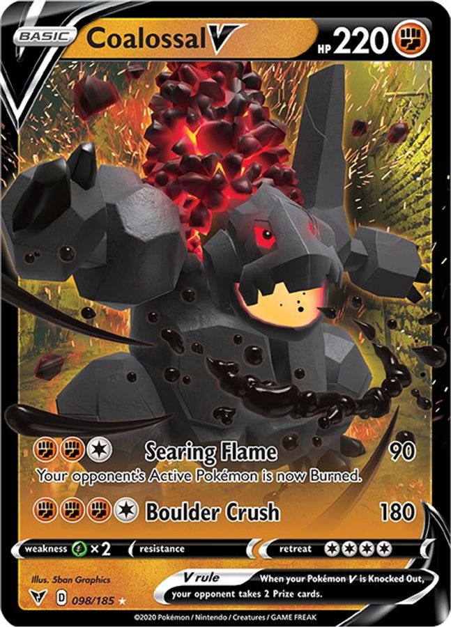 Buy Pokemon cards Australia - Coalossal V 098/185 - Premium Raw Card from Monster Mart - Pokémon Card Emporium - Shop now at Monster Mart - Pokémon Cards Australia. New 19 Mar, Vivid Voltage