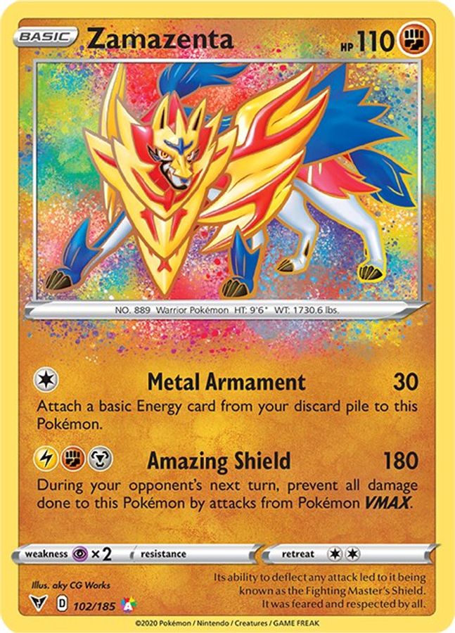 Buy Pokemon cards Australia - Zamazenta 102/185 - Premium Raw Card from Monster Mart - Pokémon Card Emporium - Shop now at Monster Mart - Pokémon Cards Australia. Vivid Voltage