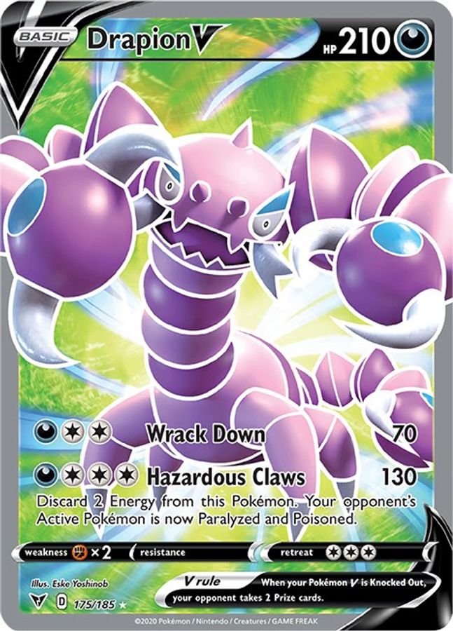 Buy Pokemon cards Australia - Drapion V Full Art 175/185 - Premium Raw Card from Monster Mart - Pokémon Card Emporium - Shop now at Monster Mart - Pokémon Cards Australia. Full Art, Vivid Voltage