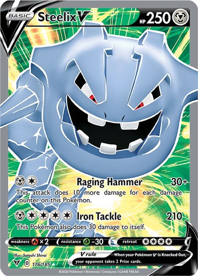 Buy Pokemon cards Australia - Steelix V 176/185 - Premium Raw Card from Monster Mart - Pokémon Card Emporium - Shop now at Monster Mart - Pokémon Cards Australia. Full Art, Vivid Voltage