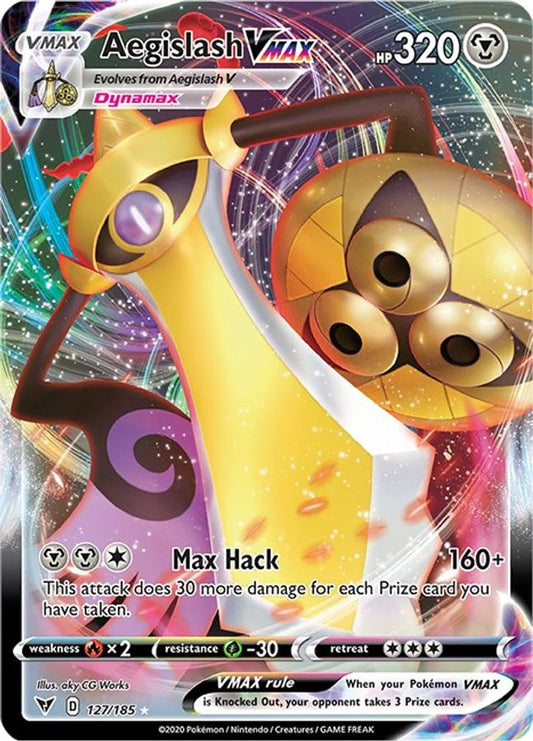 Buy Pokemon cards Australia - Aegislash VMAX 127/185 - Premium Raw Card from Monster Mart - Pokémon Card Emporium - Shop now at Monster Mart - Pokémon Cards Australia. MMB50, Vivid Voltage, VMAX