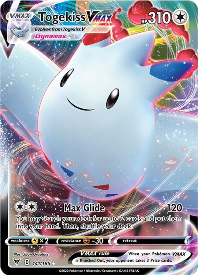 Buy Pokemon cards Australia - Togekiss VMAX 141/185 - Premium Raw Card from Monster Mart - Pokémon Card Emporium - Shop now at Monster Mart - Pokémon Cards Australia. MMB40, Vivid Voltage, VMAX