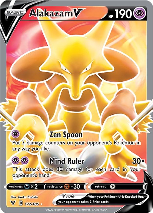 Buy Pokemon cards Australia - Alakazam V Full Art 172/185 - Premium Raw Card from Monster Mart - Pokémon Card Emporium - Shop now at Monster Mart - Pokémon Cards Australia. Full Art, Vivid Voltage