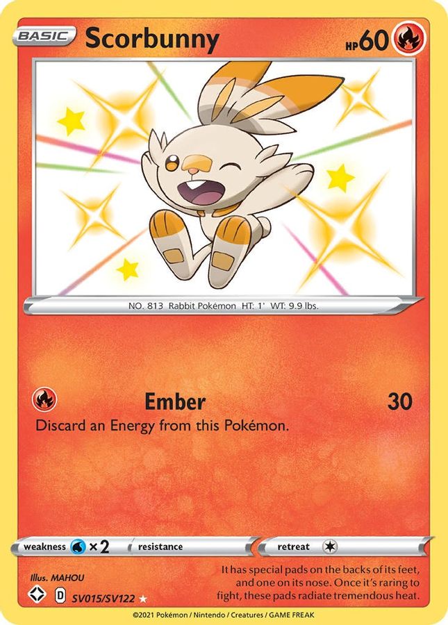 Buy Pokemon cards Australia - Scorbunny SV015/SV122 - Premium Raw Card from Monster Mart - Pokémon Card Emporium - Shop now at Monster Mart - Pokémon Cards Australia. Shining Fates, Shiny Holo, Shiny Vault