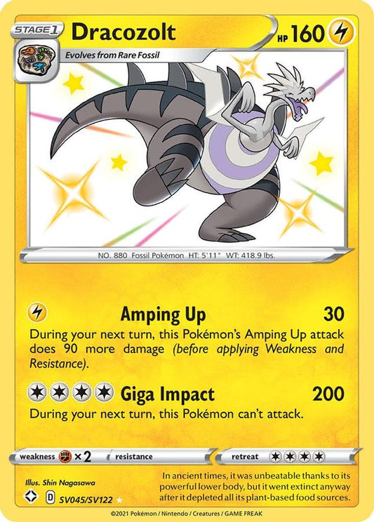 Buy Pokemon cards Australia - Dracozolt SV045/SV122 - Premium Raw Card from Monster Mart - Pokémon Card Emporium - Shop now at Monster Mart - Pokémon Cards Australia. MMB10, Shining Fates, Shiny Holo Rare, Shiny Vault