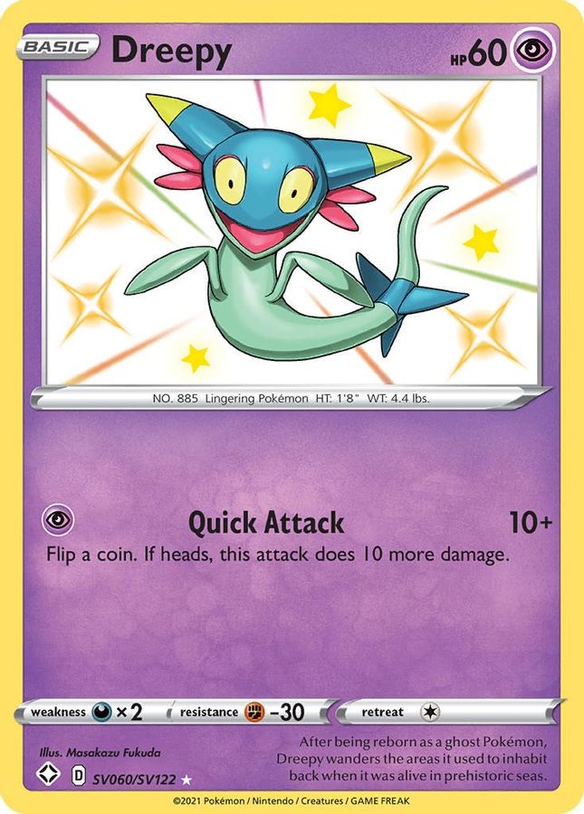 Buy Pokemon cards Australia - Dreepy SV060/SV122 - Premium Raw Card from Monster Mart - Pokémon Card Emporium - Shop now at Monster Mart - Pokémon Cards Australia. New 27 Feb, Shining Fates, Shiny Holo, Shiny Vault