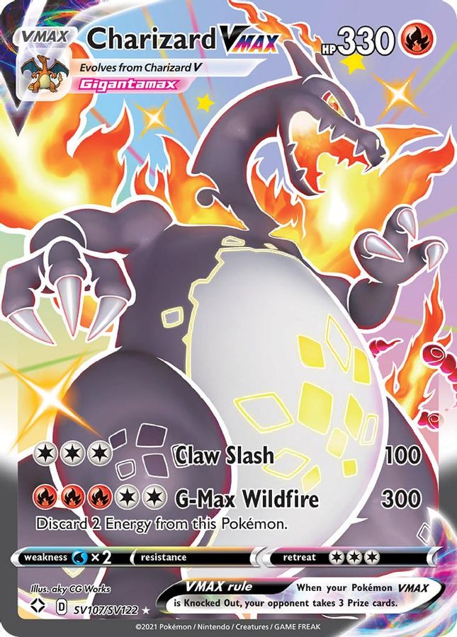 Buy Pokemon cards Australia - Charizard VMAX SV107/SV122 - Premium Raw Card from Monster Mart - Pokémon Card Emporium - Shop now at Monster Mart - Pokémon Cards Australia. Shining Fates, Shiny Vault, VMAX