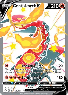 Buy Pokemon cards Australia - Centiskorch V SV108/SV122 - Premium Raw Card from Monster Mart - Pokémon Card Emporium - Shop now at Monster Mart - Pokémon Cards Australia. MMB40, Shining Fates, Shiny Vault