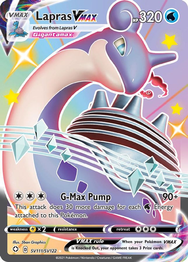 Buy Pokemon cards Australia - Lapras VMAX SV111/SV122 - Premium Raw Card from Monster Mart - Pokémon Card Emporium - Shop now at Monster Mart - Pokémon Cards Australia. Shining Fates, Shiny Vault, VMAX