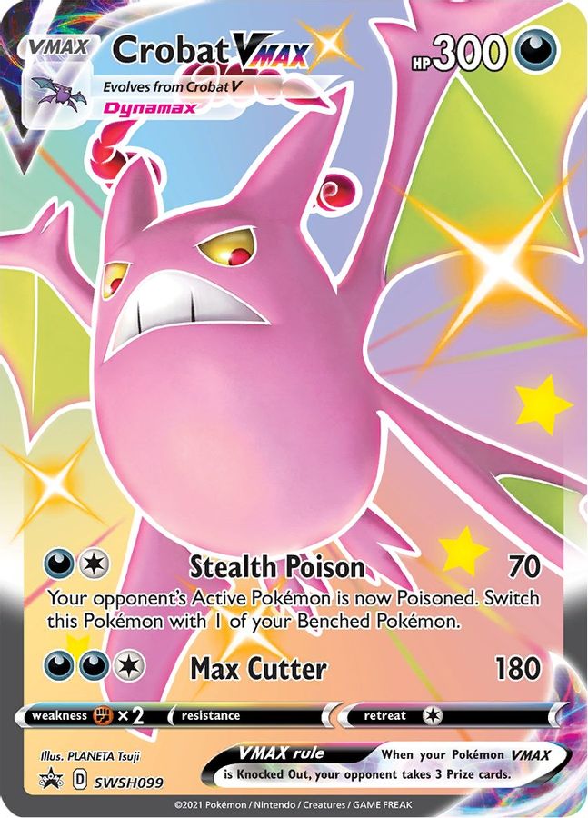 Buy Pokemon cards Australia - Crobat VMAX Rainbow Promo SWSH099 - Premium Raw Card from Monster Mart - Pokémon Card Emporium - Shop now at Monster Mart - Pokémon Cards Australia. Promo, Rainbow, Secret Rare