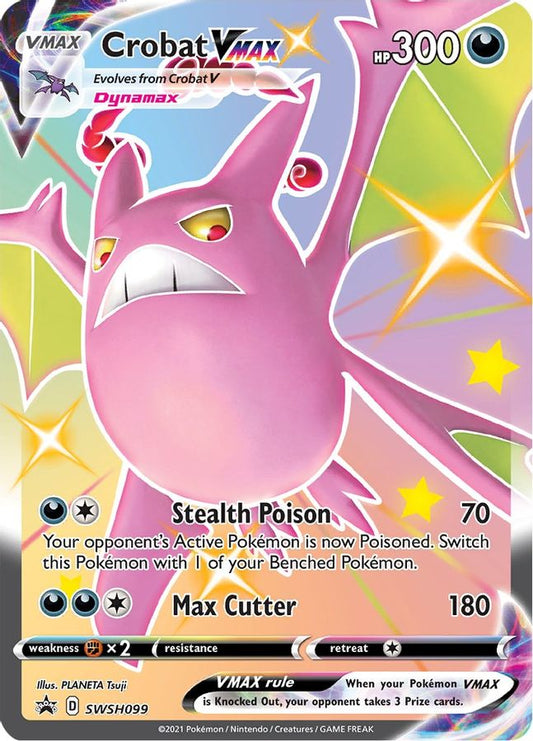 Buy Pokemon cards Australia - Crobat VMAX Rainbow Promo SWSH099 - Premium Raw Card from Monster Mart - Pokémon Card Emporium - Shop now at Monster Mart - Pokémon Cards Australia. Promo, Rainbow, Secret Rare