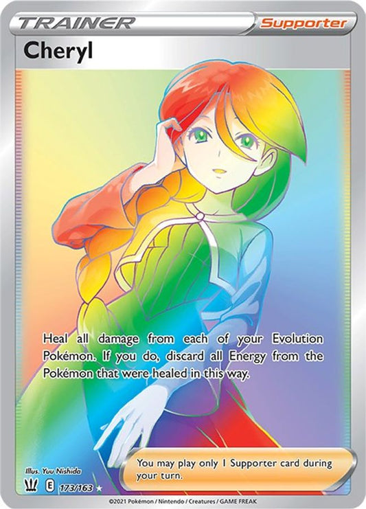 Buy Pokemon cards Australia - Cheryl Trainer Rainbow 173/163 - Premium Raw Card from Monster Mart - Pokémon Card Emporium - Shop now at Monster Mart - Pokémon Cards Australia. Battle Styles, Rainbow, Trainer