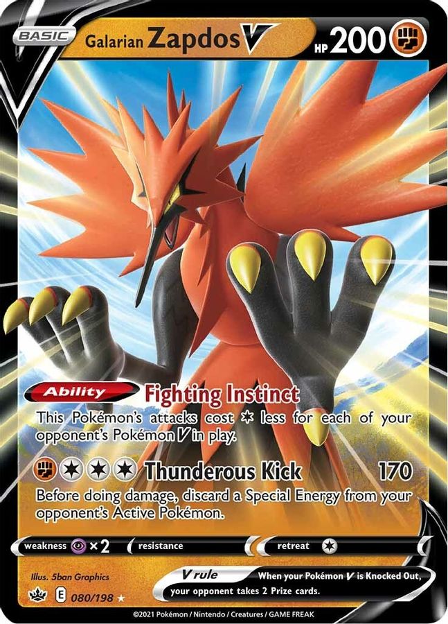 Buy Pokemon cards Australia - Zapdos V 080/198 - Premium Raw Card from Monster Mart - Pokémon Card Emporium - Shop now at Monster Mart - Pokémon Cards Australia. Chilling Reign, New 19 Mar