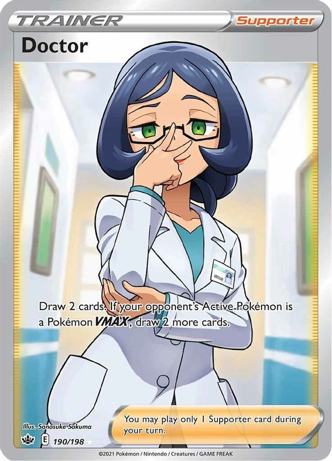 Buy Pokemon cards Australia - Doctor 190/198 - Premium Raw Card from Monster Mart - Pokémon Card Emporium - Shop now at Monster Mart - Pokémon Cards Australia. Chilling Reign, Full Art, MMB10, New 11 Mar, Trainer