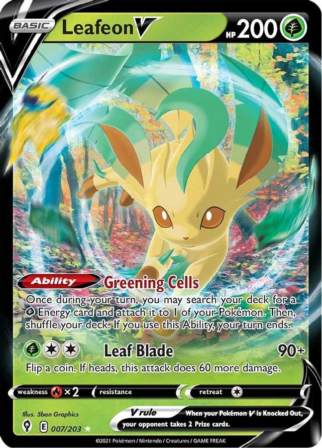 Buy Pokemon cards Australia - Leafeon V 007/203 - Premium Raw Card from Monster Mart - Pokémon Card Emporium - Shop now at Monster Mart - Pokémon Cards Australia. Evolving Skies, New 18 Mar