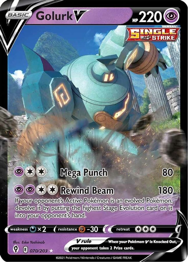 Buy Pokemon cards Australia - Golurk V 070/203 - Premium Raw Card from Monster Mart - Pokémon Card Emporium - Shop now at Monster Mart - Pokémon Cards Australia. Evolving Skies, New 19 Mar