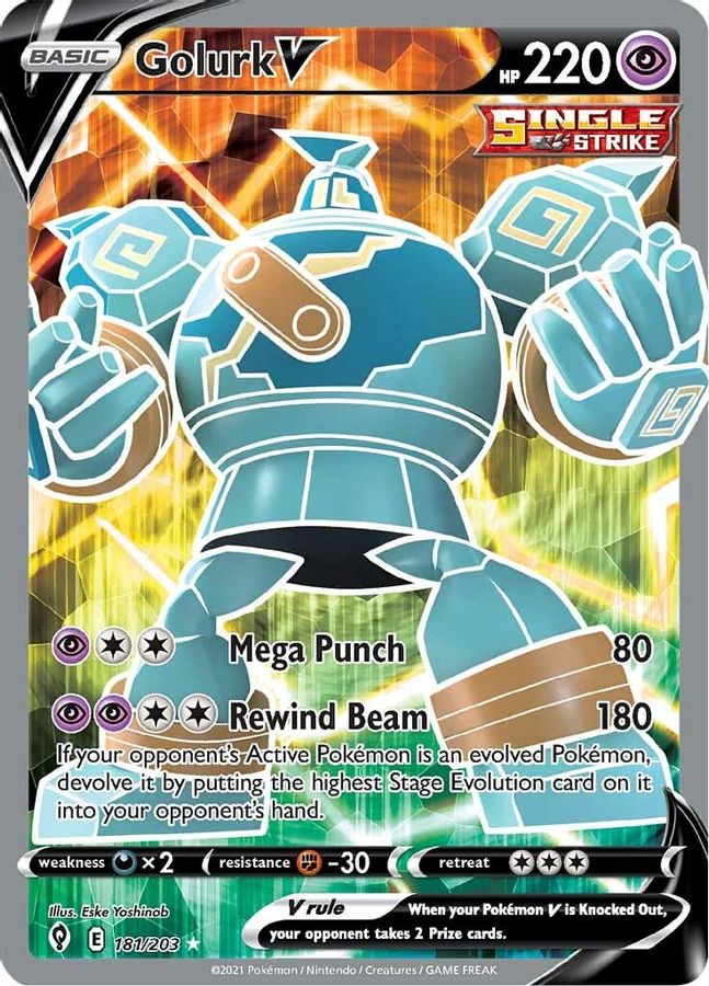 Buy Pokemon cards Australia - Golurk V 181/203 - Premium Raw Card from Monster Mart - Pokémon Card Emporium - Shop now at Monster Mart - Pokémon Cards Australia. BF10, Evolving Skies, Full Art