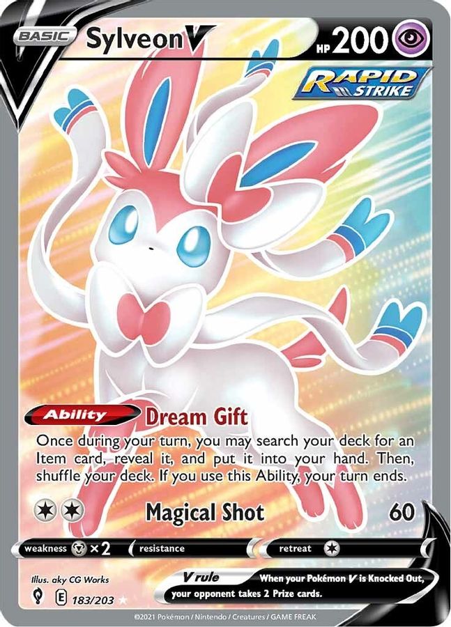 Buy Pokemon cards Australia - Sylveon V 183/203 - Premium Raw Card from Monster Mart - Pokémon Card Emporium - Shop now at Monster Mart - Pokémon Cards Australia. Evolving Skies, Full Art