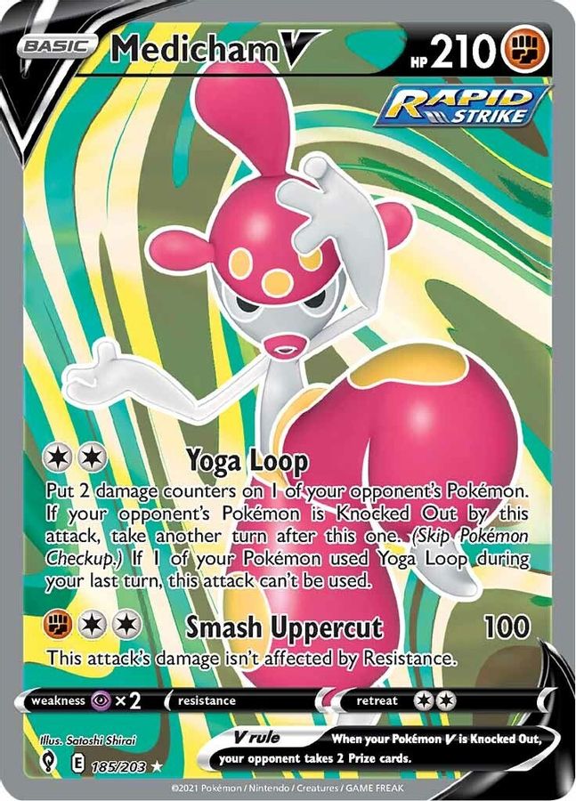 Buy Pokemon cards Australia - Medicham V Full Art 185/203 - Premium Raw Card from Monster Mart - Pokémon Card Emporium - Shop now at Monster Mart - Pokémon Cards Australia. Evolving Skies, Full Art, MMB10