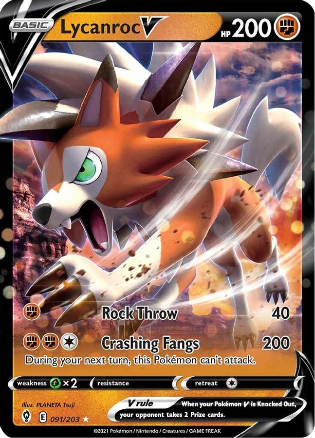 Buy Pokemon cards Australia - Lycanroc V 091/203 - Premium Raw Card from Monster Mart - Pokémon Card Emporium - Shop now at Monster Mart - Pokémon Cards Australia. Evolving Skies, New 19 Mar