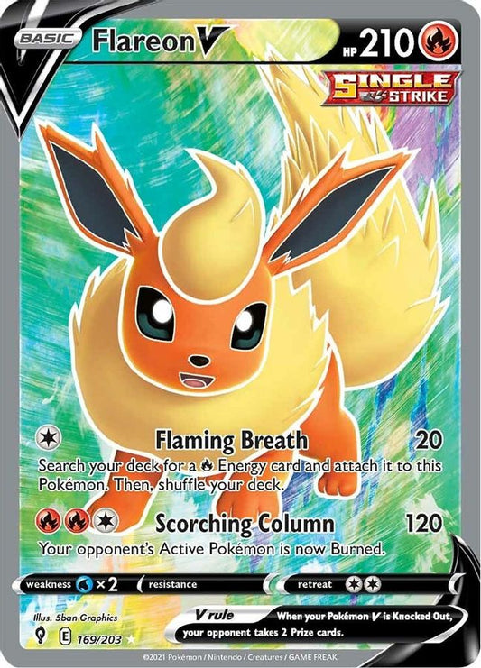 Buy Pokemon cards Australia - Flareon V 169/203 - Premium Raw Card from Monster Mart - Pokémon Card Emporium - Shop now at Monster Mart - Pokémon Cards Australia. Evolving Skies, Full Art