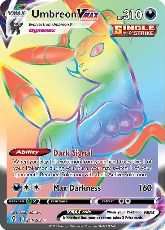Buy Pokemon cards Australia - Umbreon VMAX 214/203 - Premium Raw Card from Monster Mart - Pokémon Card Emporium - Shop now at Monster Mart - Pokémon Cards Australia. Evolving Skies, Rainbow, Secret Rare, VMAX