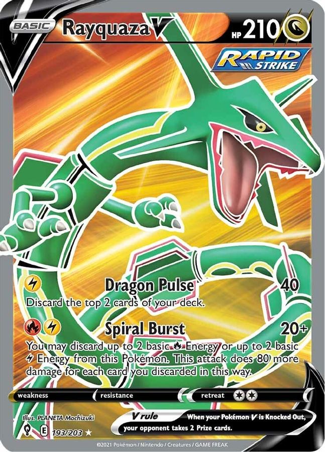 Buy Pokemon cards Australia - Rayquaza V 193/203 - Premium Raw Card from Monster Mart - Pokémon Card Emporium - Shop now at Monster Mart - Pokémon Cards Australia. Evolving Skies, Full Art