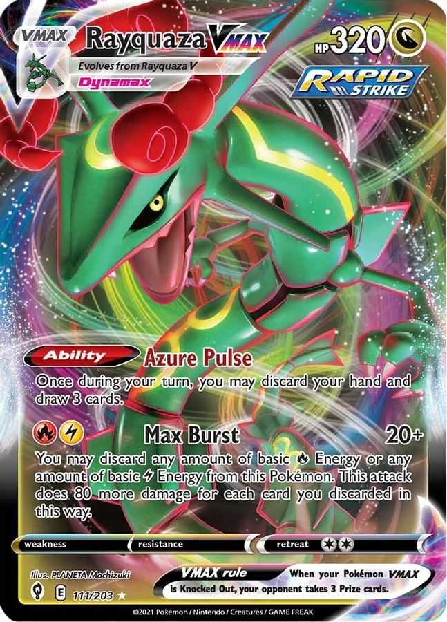 Buy Pokemon cards Australia - Rayquaza VMAX 111/203 - Premium Raw Card from Monster Mart - Pokémon Card Emporium - Shop now at Monster Mart - Pokémon Cards Australia. Evolving Skies, MMB30, VMAX