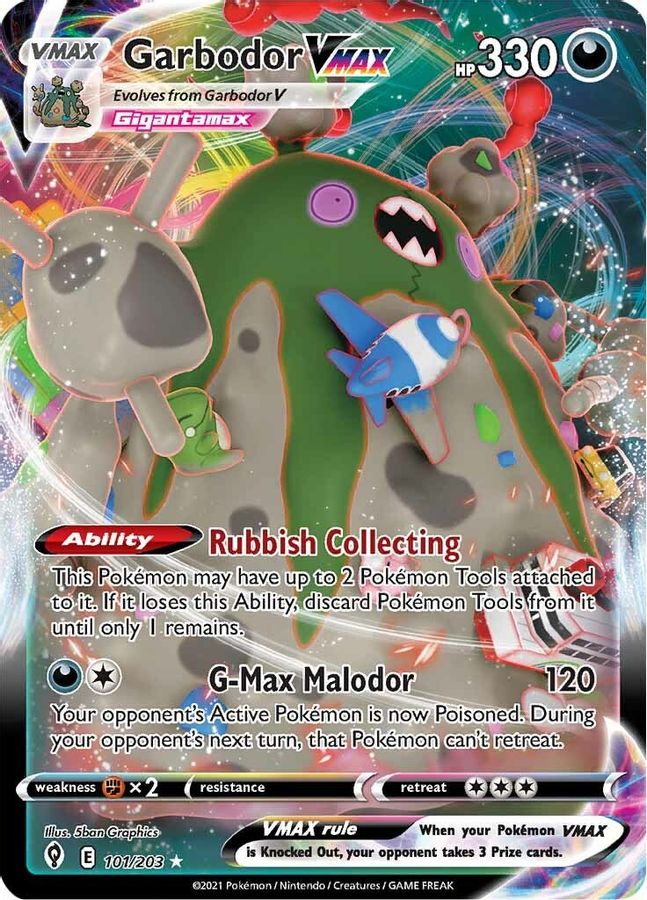 Buy Pokemon cards Australia - Garbodor VMAX 101/203 - Premium Raw Card from Monster Mart - Pokémon Card Emporium - Shop now at Monster Mart - Pokémon Cards Australia. Evolving Skies, MMB40, VMAX