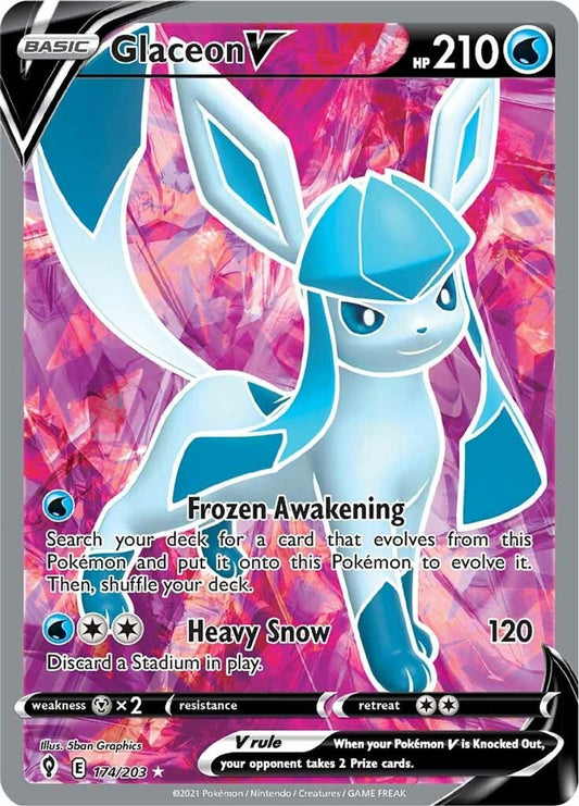 Buy Pokemon cards Australia - Glaceon V Full Art 174/203 - Premium Raw Card from Monster Mart - Pokémon Card Emporium - Shop now at Monster Mart - Pokémon Cards Australia. Evolving Skies, Full Art