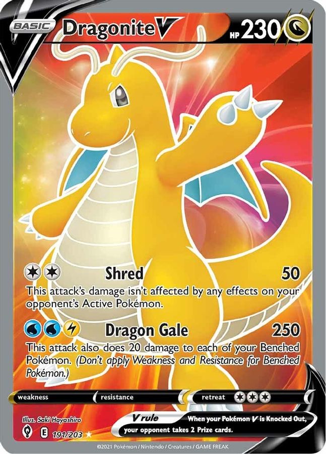 Buy Pokemon cards Australia - Dragonite V 191/203 - Premium Raw Card from Monster Mart - Pokémon Card Emporium - Shop now at Monster Mart - Pokémon Cards Australia. Evolving Skies, Full Art